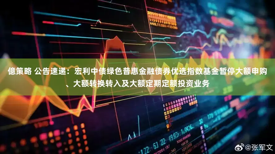 億策略 公告速递：宏利中债绿色普惠金融债券优选指数基金暂停大额申购、大额转换转入及大额定期定额投资业务